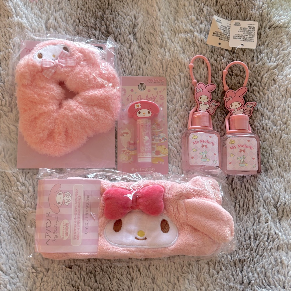 Sanrio My Melody Bundle Headband Scrunchie Lip Balm 2 Hand Sanitizers
